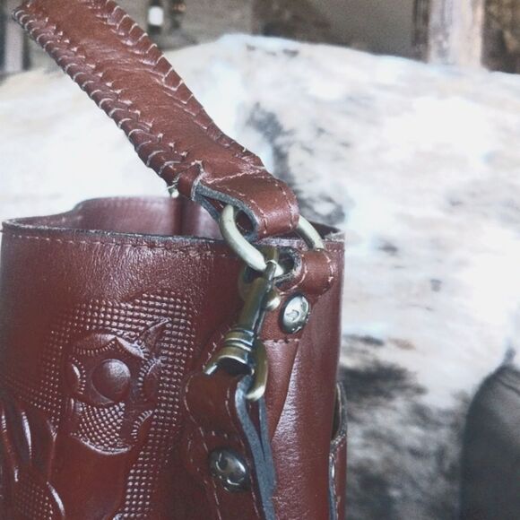 Patricia Nash Burnished Leather-Octavia Crossbody Bucket Bag - Picture 13 of 15